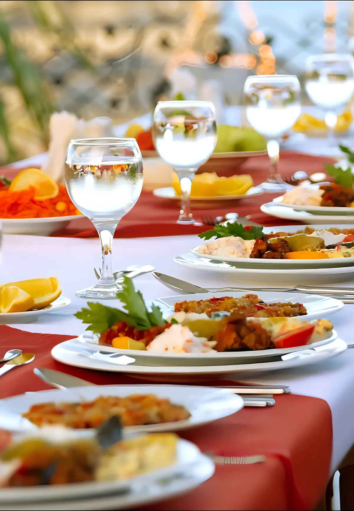 An outdoor banquet table set by Chancery Outdoor Catering